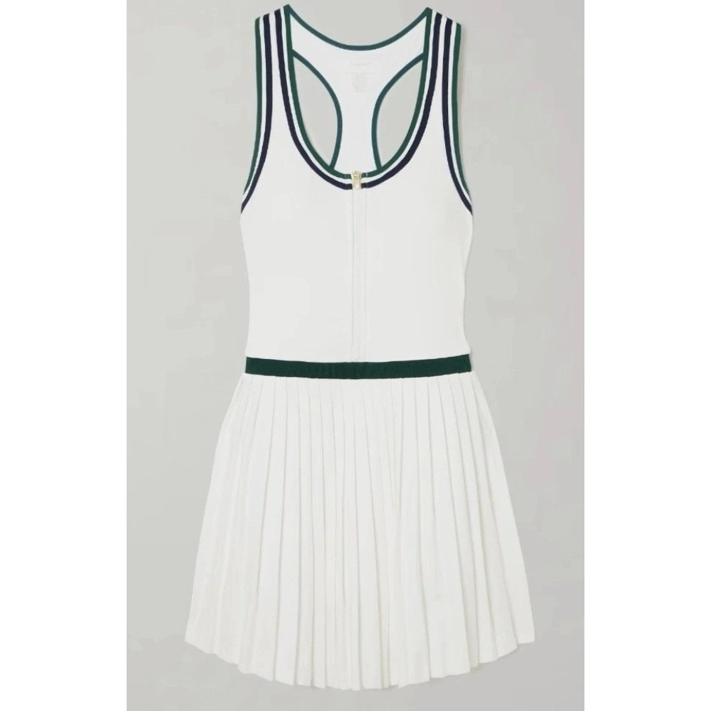 Varley Jane Court Dress NWT 1X White Forest Green Pleated Tennis Prep Golf Dress - Picture 4 of 16